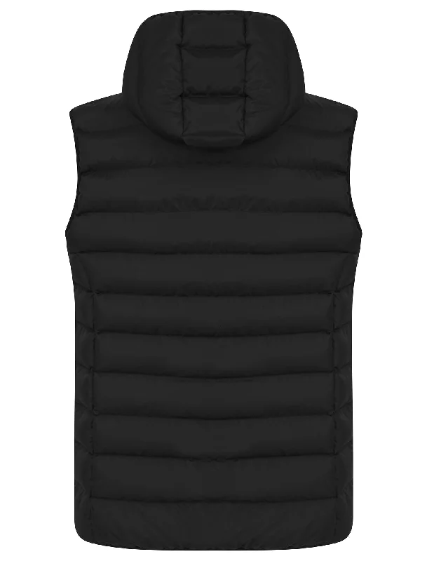 Tamaki Quilted Puffer Gilet with Hood in Jet Black - Tokyo Laundry