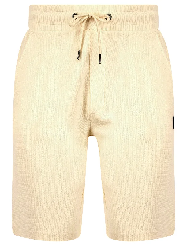 Tarot Motif Brushback Fleece Jogger Shorts in Pristine Cream - Tokyo Laundry