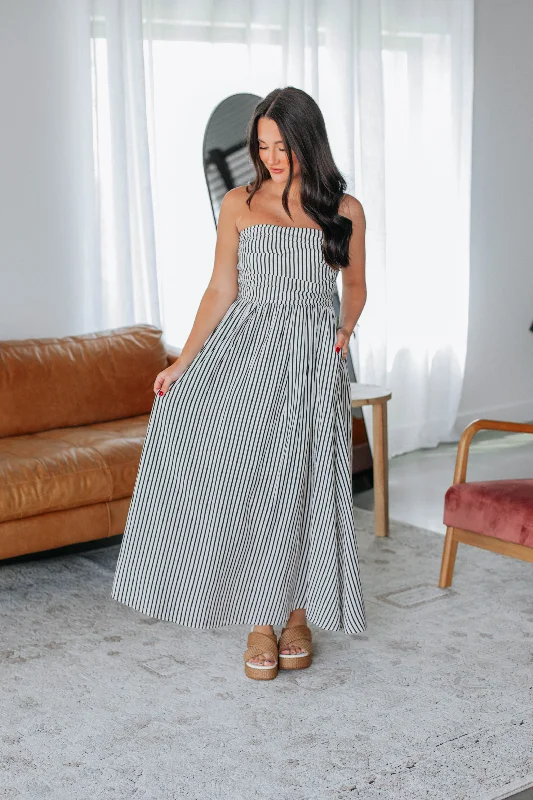 Tia Striped Dress - Ivory