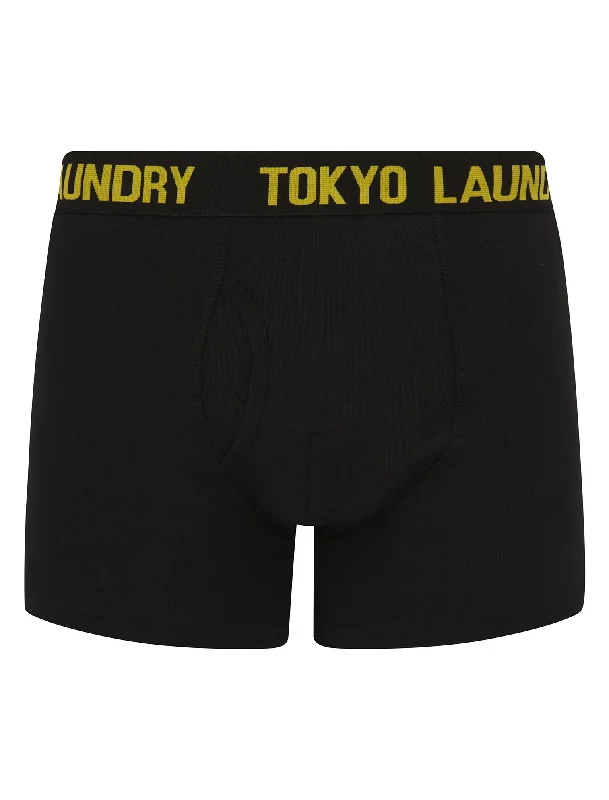 Tona (5 Pack) Cotton Boxer Shorts Set in Black - Tokyo Laundry