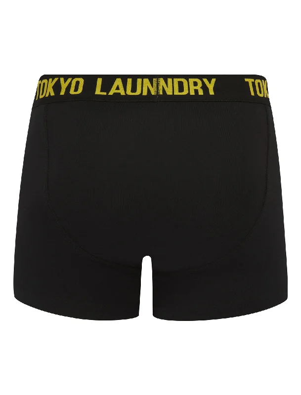 Tona (5 Pack) Cotton Boxer Shorts Set in Black - Tokyo Laundry