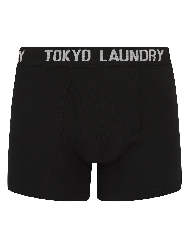 Tona (5 Pack) Cotton Boxer Shorts Set in Black - Tokyo Laundry