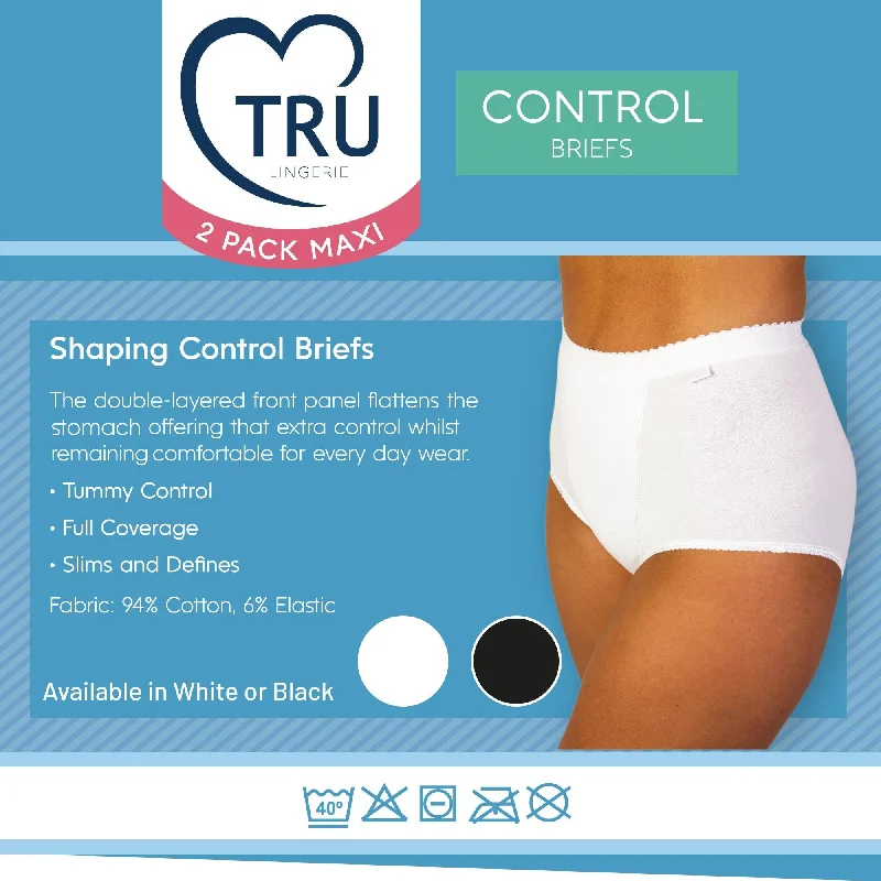 Tru Lingerie Control Briefs 2 Pack - Black