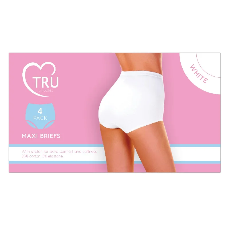 Tru Lingerie Maxi Briefs 4 Pack - White