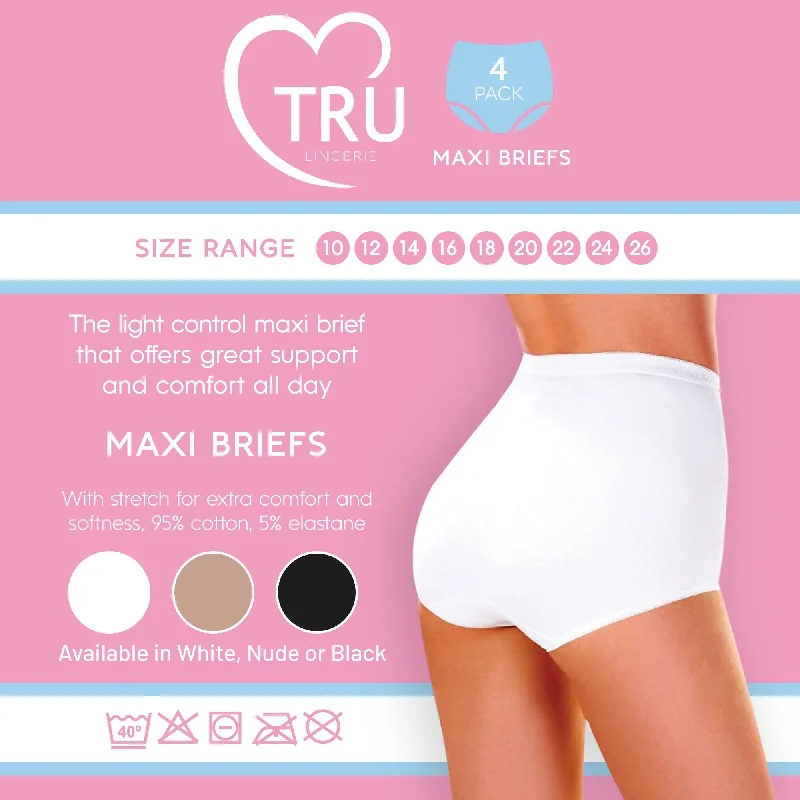 Tru Lingerie Maxi Briefs 4 Pack - White