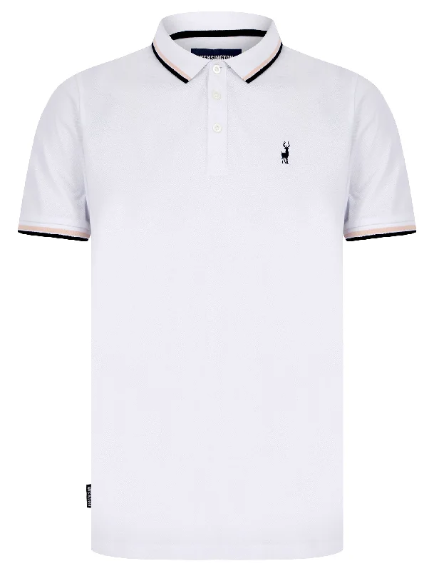 Underwood 2 Cotton Pique Polo Shirt in Bright White - Kensington Eastside