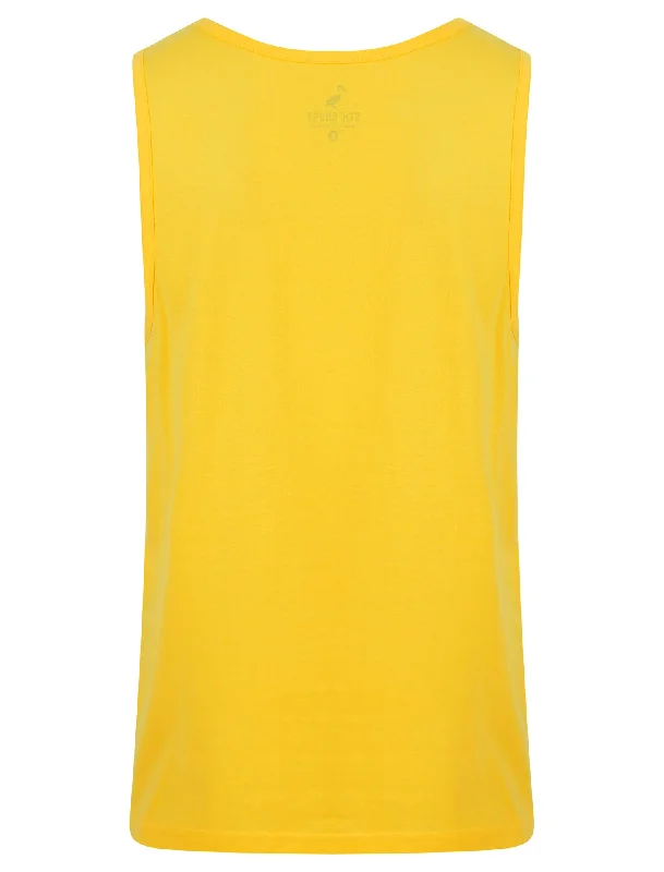 WC Cali Motif Print Cotton Vest Top in Snapdragon Yellow - South Shore