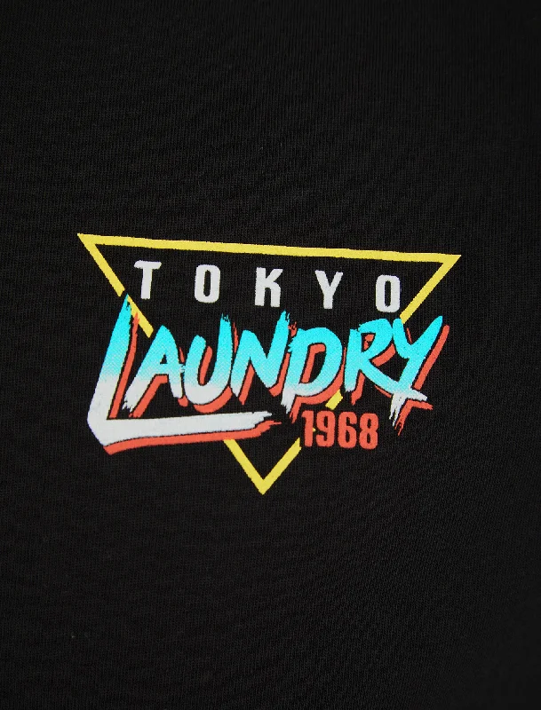 Yata Motif Cotton Jersey T-Shirt in Jet Black - Tokyo Laundry