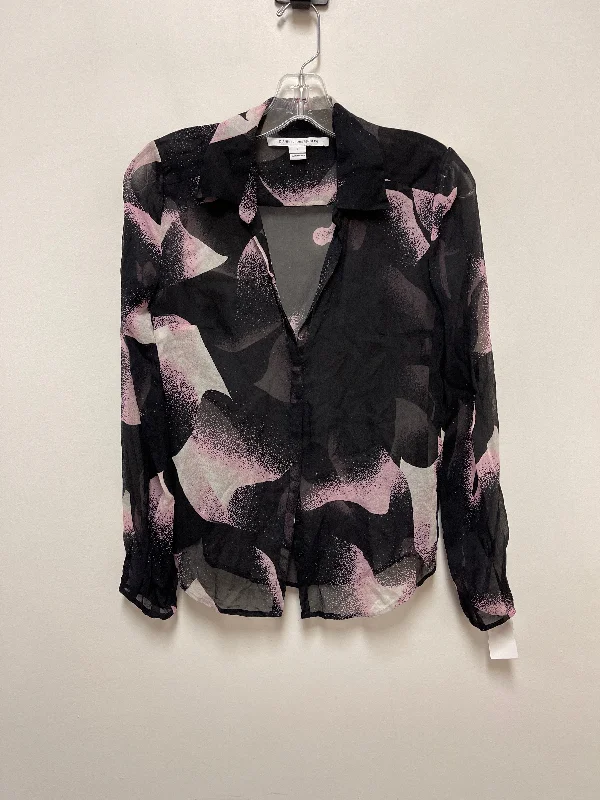 Black & Pink Blouse Long Sleeve Diane Von Furstenberg, Size Xs