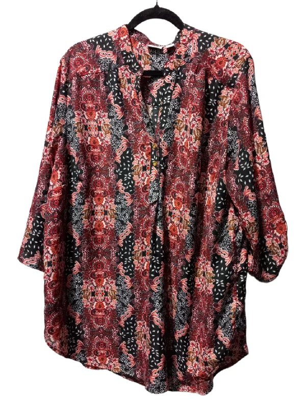 Floral Print Blouse 3/4 Sleeve Cato, Size 2x