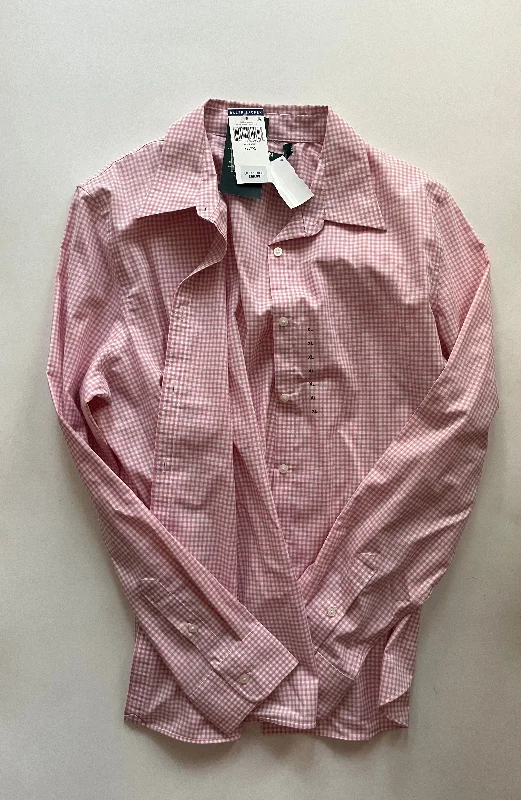 Pink Blouse Long Sleeve Lauren By Ralph Lauren, Size Xl