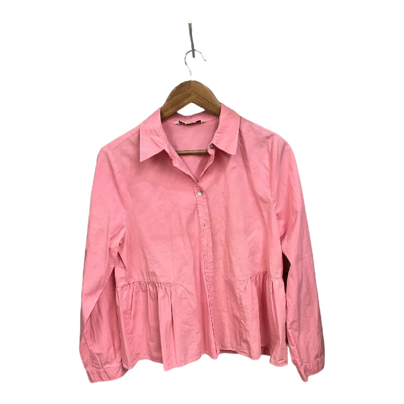 Pink Blouse Long Sleeve Zara, Size M