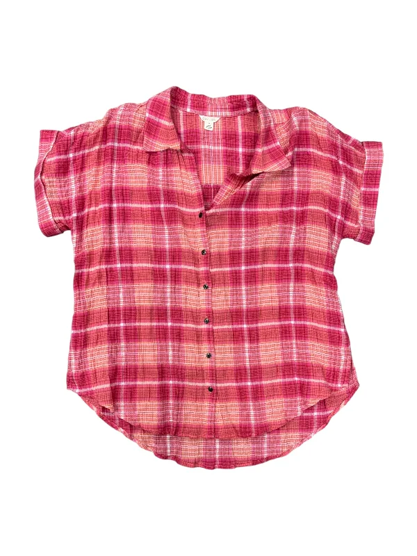 Plaid Pattern Blouse Short Sleeve Caslon, Size 2x