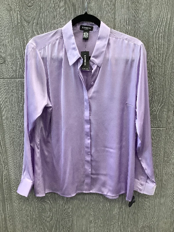 Purple Blouse Long Sleeve Express, Size L