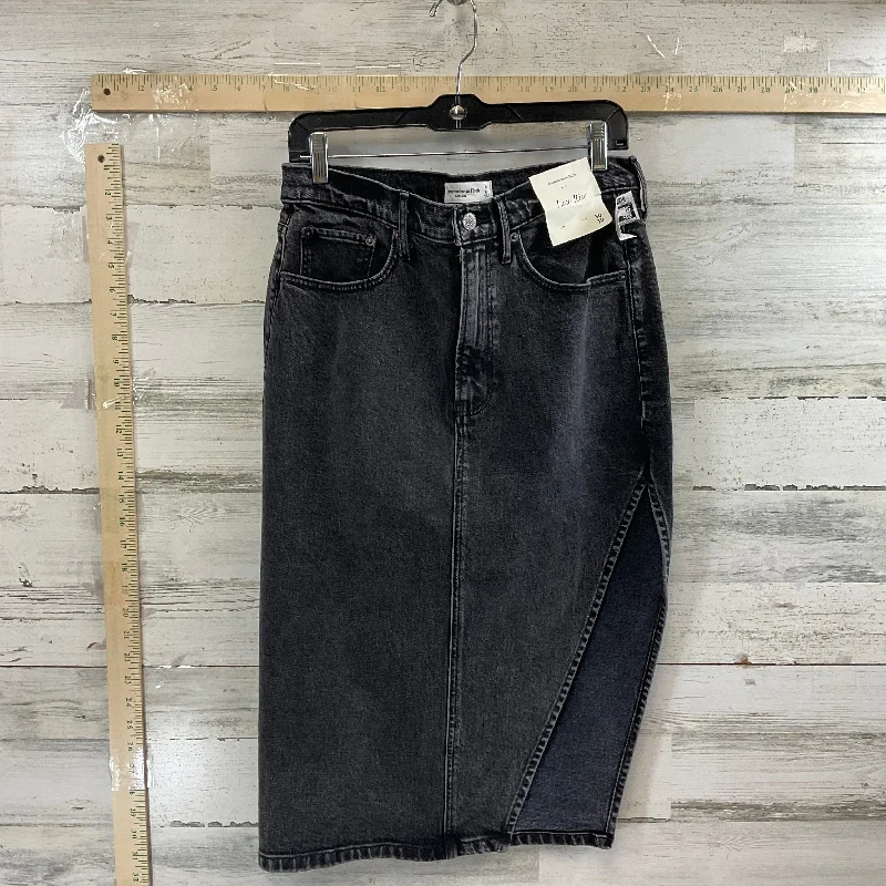 Skirt Midi By Abercrombie And Fitch In Black Denim, Size: 10