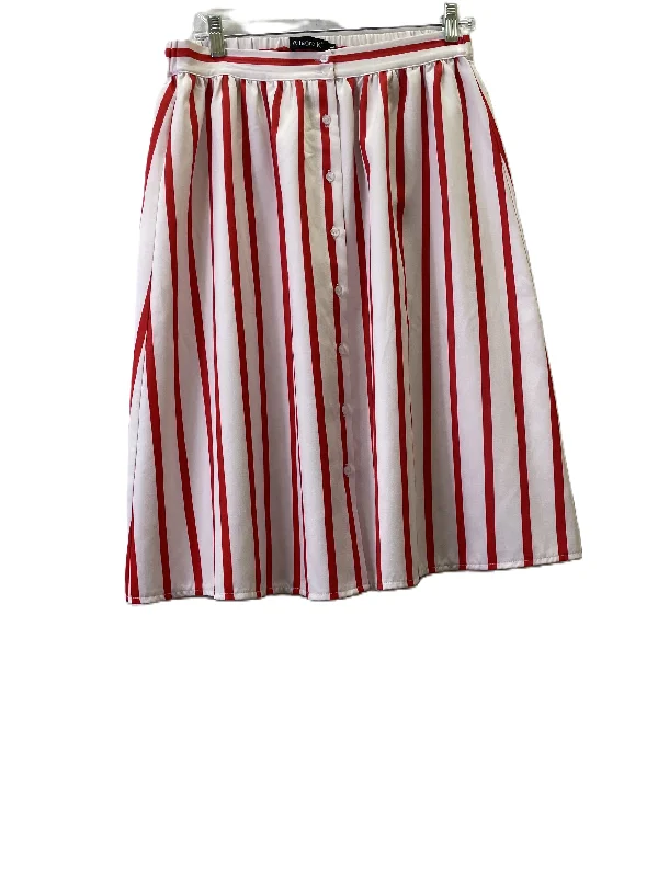 Skirt Midi By Allegra K In Red & White, Size: L