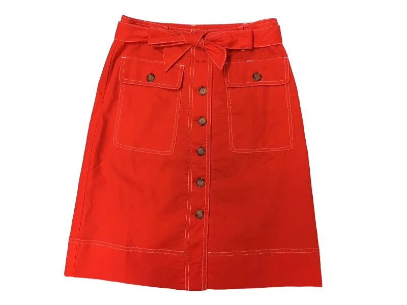 Skirt Midi By J. Crew In Orange, Size: Xxs