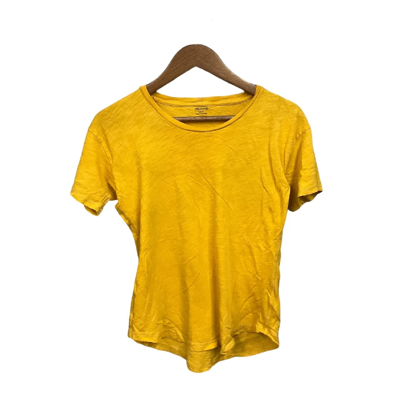 Top Short Sleeve Basic By Madewell In Yellow, Size: S