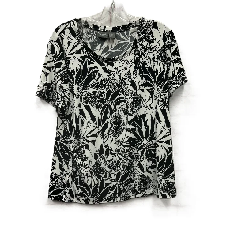 Top Short Sleeve By Additions By Chicos In Black & White, Size: L