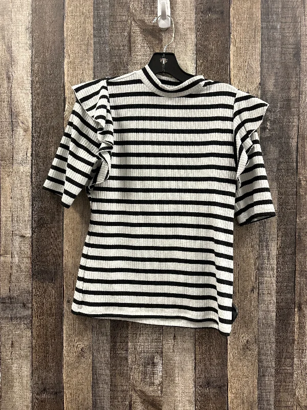 Top Short Sleeve By Ann Taylor In Striped Pattern, Size: M