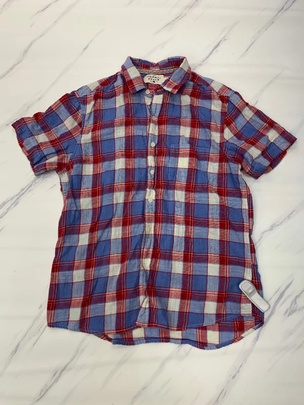 Top Short Sleeve By Clothes Mentor In Plaid Pattern, Size: M