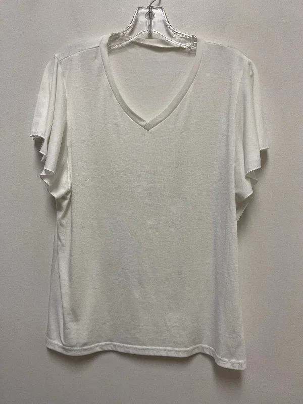 Top Short Sleeve By Clothes Mentor In White, Size: L