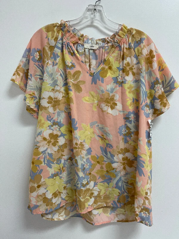 Top Short Sleeve By Entro In Blue & Yellow, Size: S