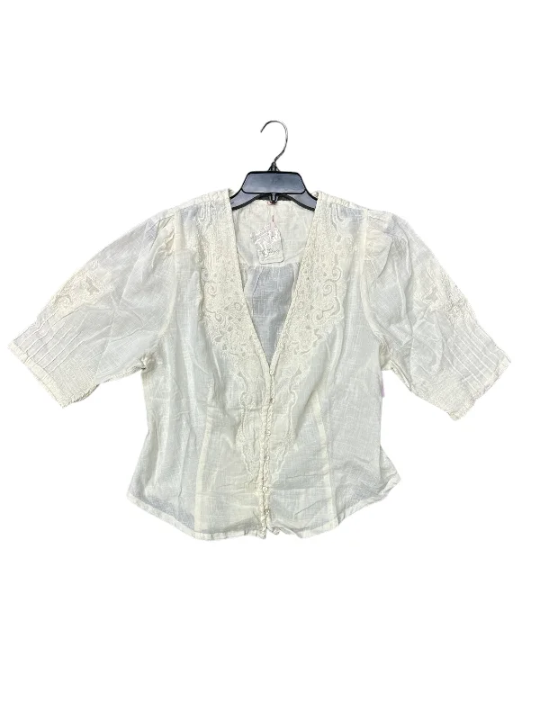 Top Short Sleeve By Free People In Cream, Size: L