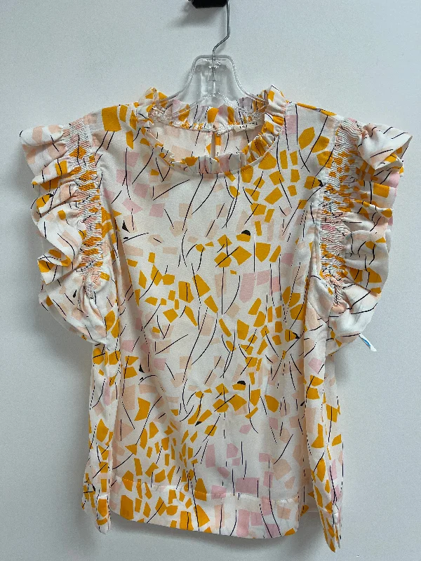 Top Short Sleeve By Jodifl In White & Yellow, Size: M