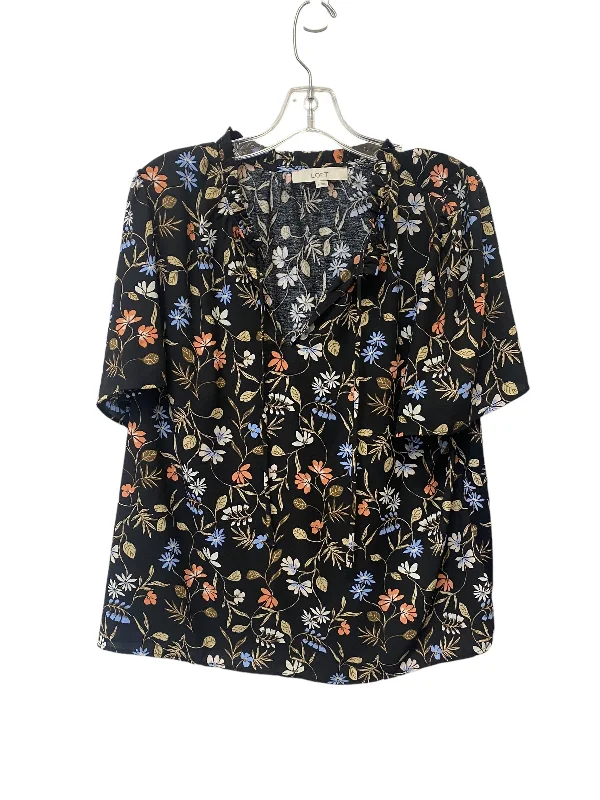 Top Short Sleeve By Loft In Black, Size: L