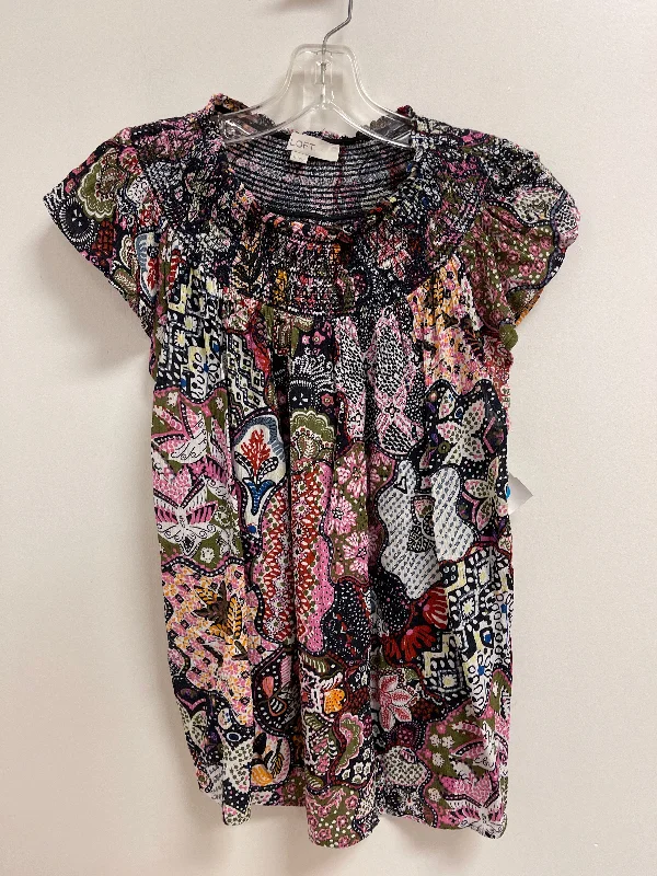 Top Short Sleeve By Loft In Multi-colored, Size: M