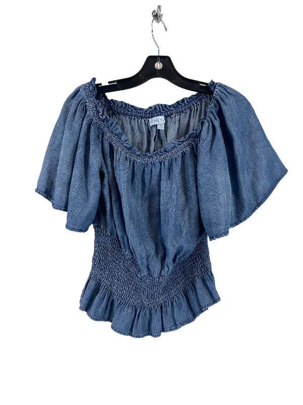 Top Short Sleeve By She + Sky In Blue Denim, Size: S