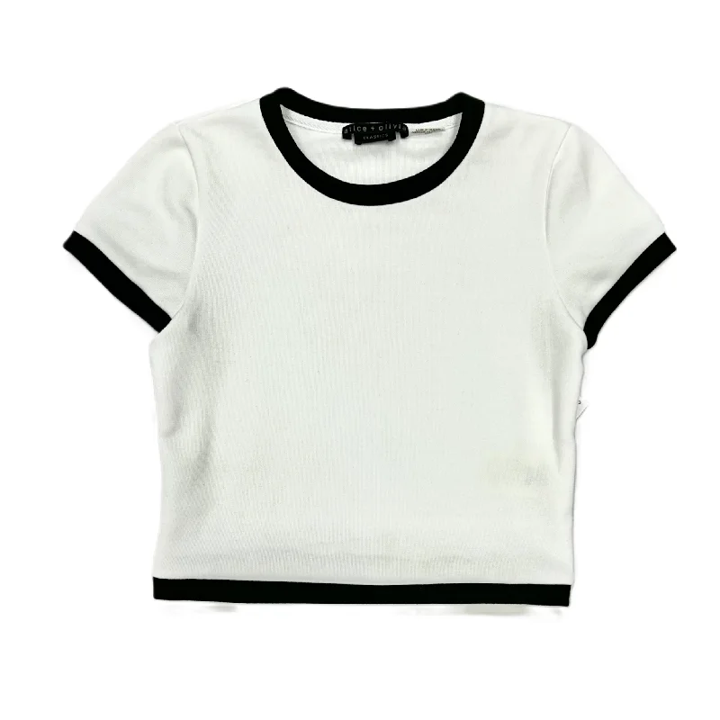 Top Short Sleeve Designer By Alice + Olivia In Black & White, Size: Xs