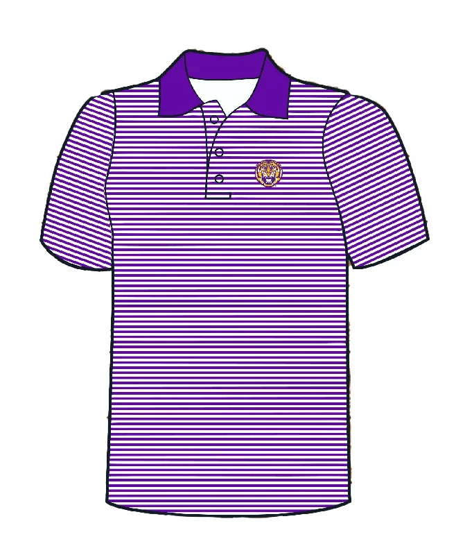 LSU Tigers Men's Fine Polo Pinstripe